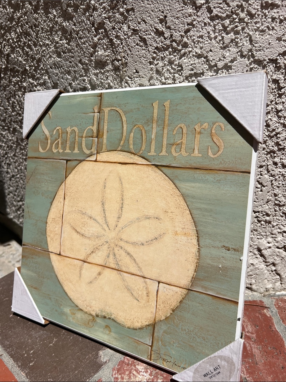 NWT Coastal Wall Art - Beach Sign in Teal and Cream